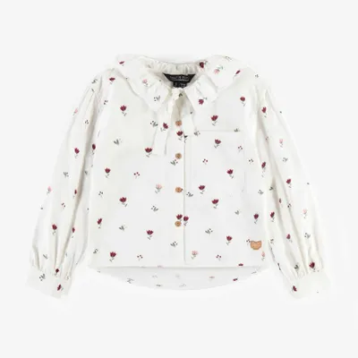 CREAM PEACH SKIN EFFECT POPLIN CROP SHIRT, CHILD