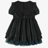 DARK GREEN TAFFETA DRESS, CHILD