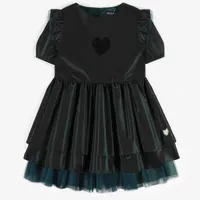 DARK GREEN TAFFETA DRESS, CHILD