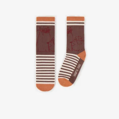 BROWN FUNNY DOGS SOCKS, CHILD