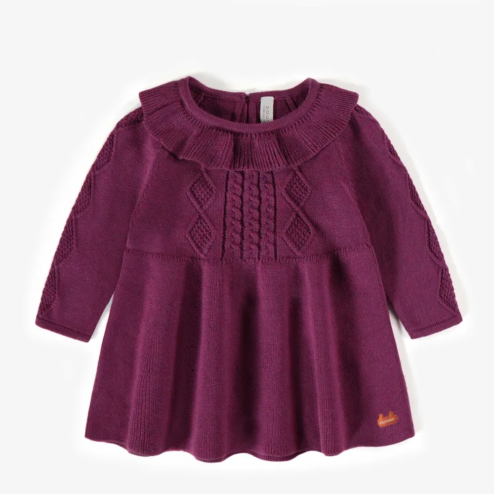 PURPLE KNITTED DRESS, NEWBORN