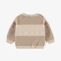 CREAM KNITTED CREWNECK RECYCLED POLYESTER, NEWBORN