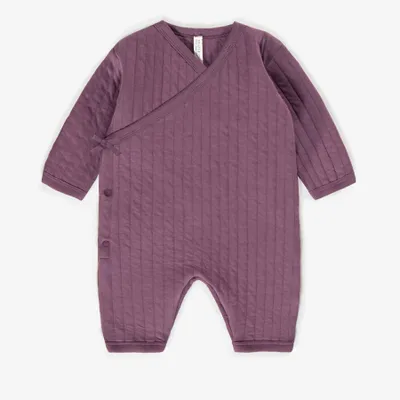 PURPLE ONE-PIECE PYJAMA QUILTED FABRIC, NEWBORN