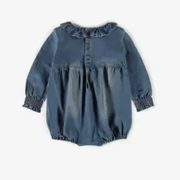 PUFFY ONE-PIECE LIGHTWEIGHT DENIM, NEWBORN