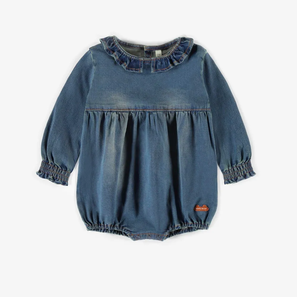 PUFFY ONE-PIECE LIGHTWEIGHT DENIM, NEWBORN