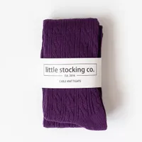 Plum Cable Knit Tights