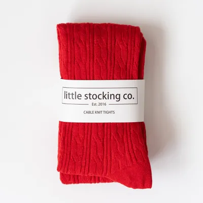 True Red Cable Knit Tights