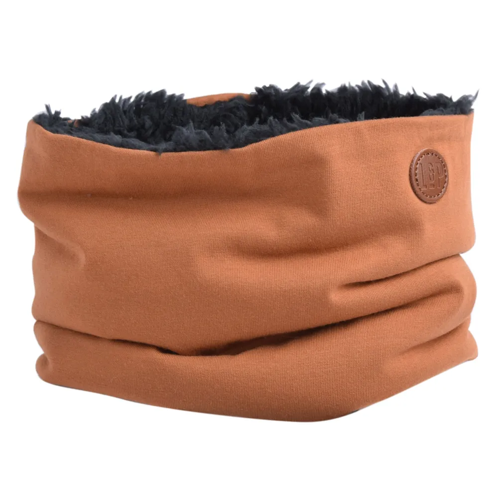 Sherpa-Lined Cotton Neck Gaiter (Caramel)