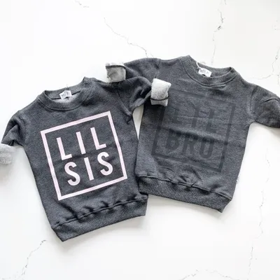 Lil Sis Sweatshirt - Charcoal with Pink Writing