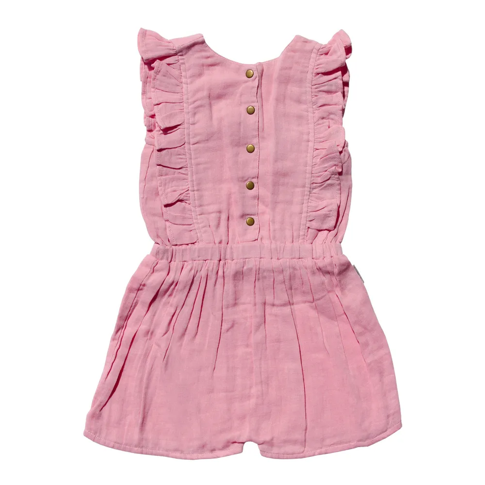 Organic Kids' Muslin Ruffle Bodysuit Peony