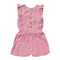 Organic Kids' Muslin Ruffle Bodysuit Peony