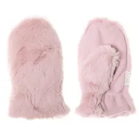 Teddy Fur Mittens Dusky Pink