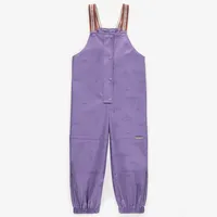 PURPLE PATTERNED POLYURETHANE RAIN OVERALLS, CHILD