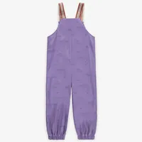 PURPLE PATTERNED POLYURETHANE RAIN OVERALLS, CHILD