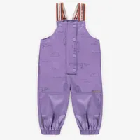 PURPLE PATTERNED POLYURETHANE RAIN OVERALLS, BABY