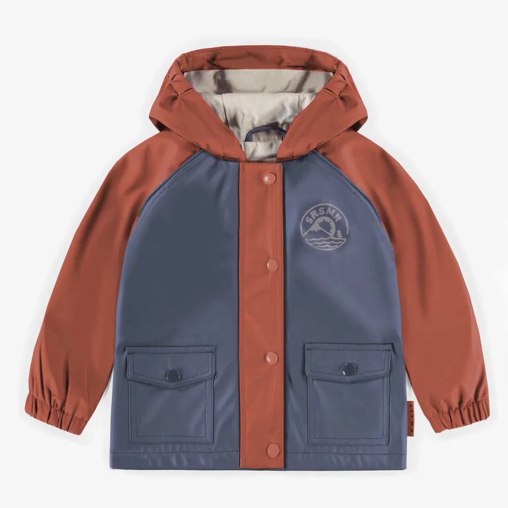 RUST AND BLUE WATERPROOF COAT POLYURETHANE, BABY