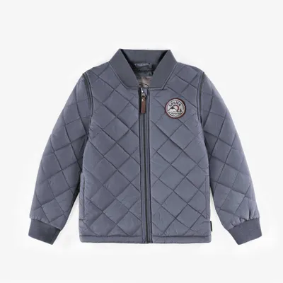 STEEL BLUE COAT QUILTED NYLON, CHILD