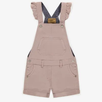 SHORT OVERALL PINK COLORED STRETCH DENIM, CHILD