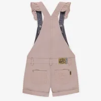 SHORT OVERALL PINK COLORED STRETCH DENIM, CHILD