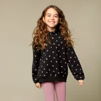 Winterberry Print on Black Hooded Girls Sweatshirt