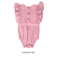 Organic Muslin Ruffle Bodysuit Peony