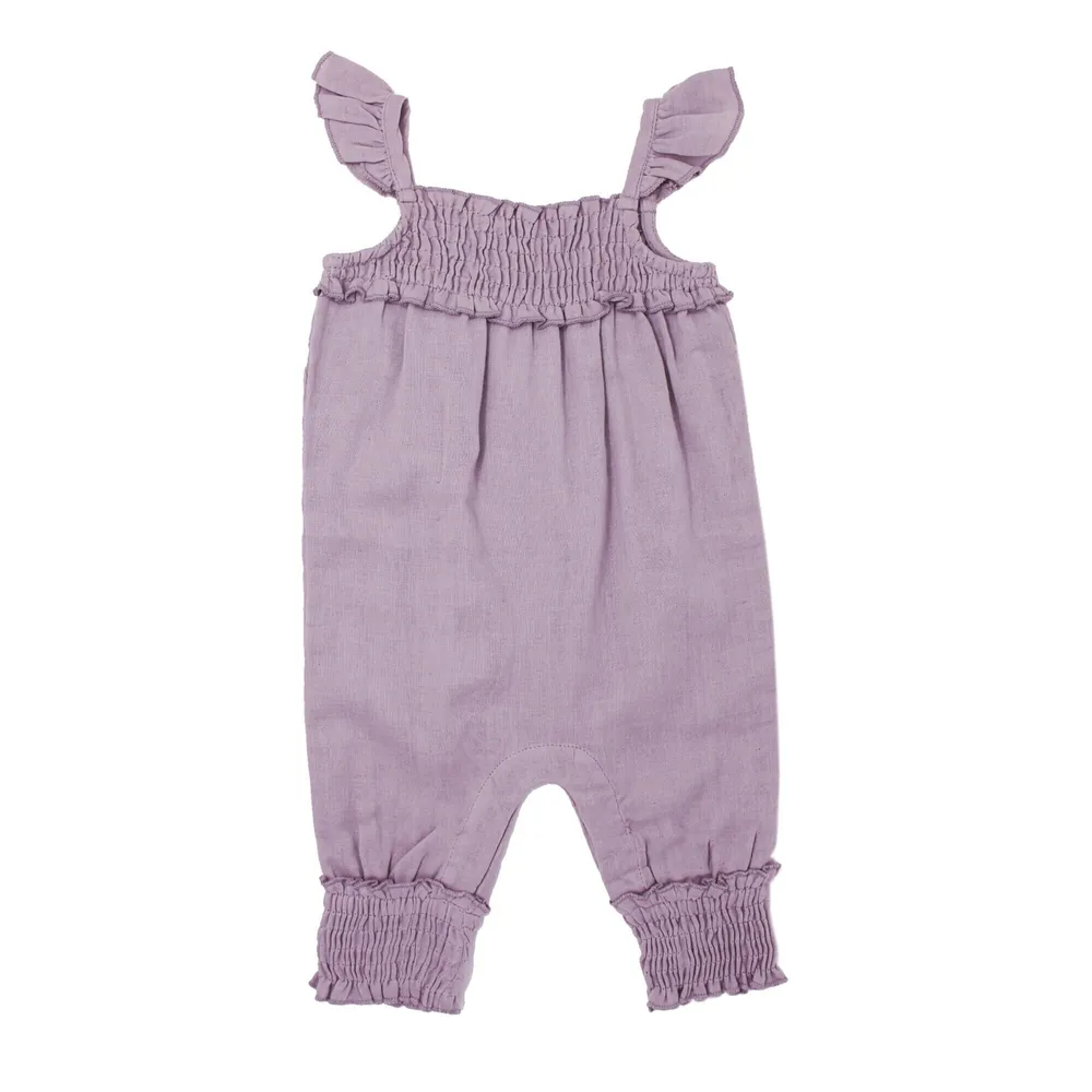 Organic Muslin Sleeveless Romper Amethyst