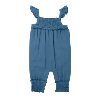 Organic Muslin Sleeveless Romper Pacific