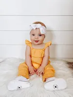 Organic Muslin Sleeveless Romper Saffron