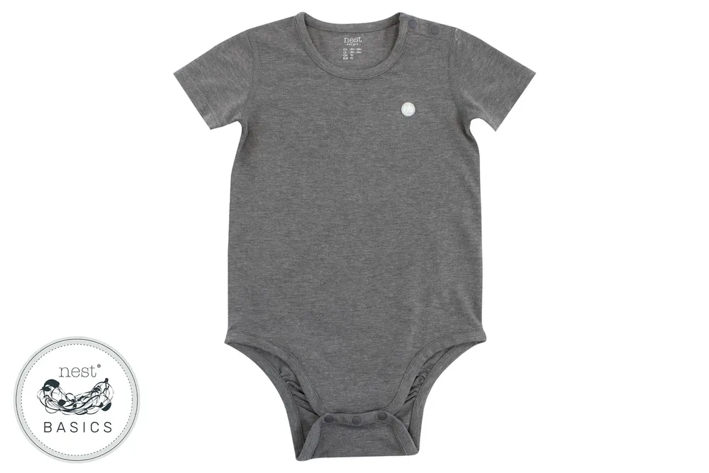 Basics Bamboo Cotton Short Sleeve Onesie - Charcoal