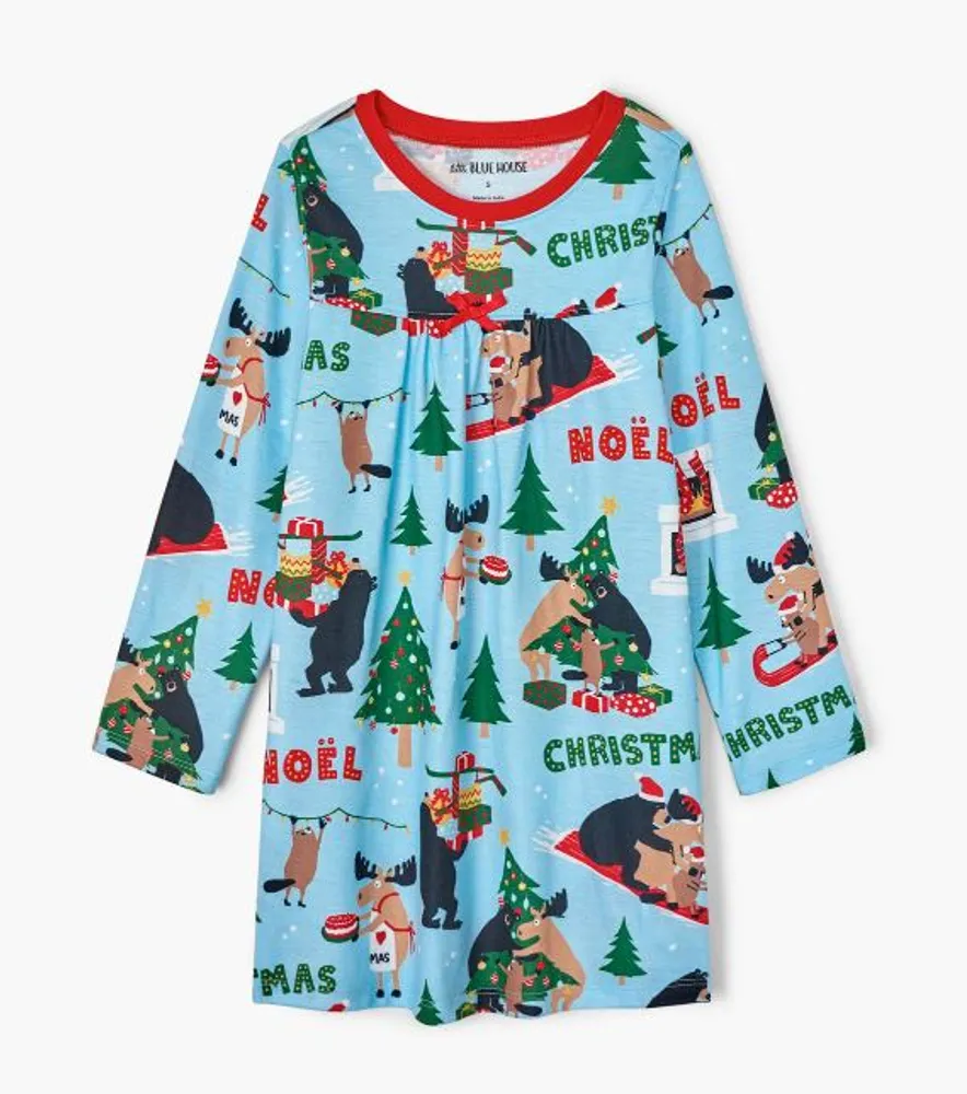 Wild About Christmas Girl's Long Sleeve Nightdress