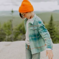 AQUA FLANNEL PLAID SHIRT, CHILD