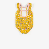 YELLOW FLORAL ONE-PIECE SWIMSUIT, BABY GIRL