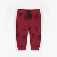 RED PATTERNED KNIT COTTON PANTS, BABY BOY