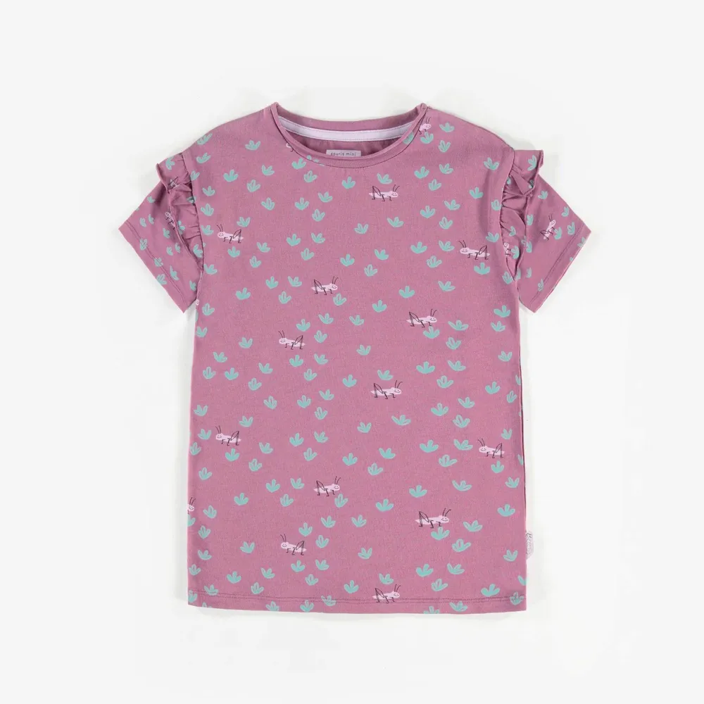 PURPLE PATTERN SHORT-SLEEVE T-SHIRT, GIRL