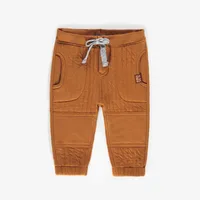 BROWN BONDED JOG PANTS, BABY