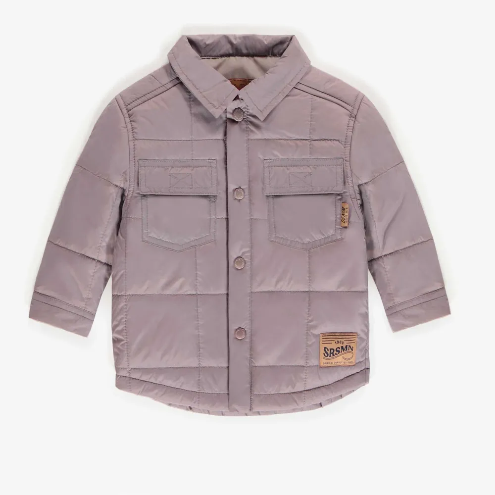 PLATINUM GREY QUILTED OVERSHIRT WITH RECYCLED FIBER INSULATION