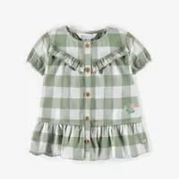 GREEN PLAID DRESS TWILL, BABY