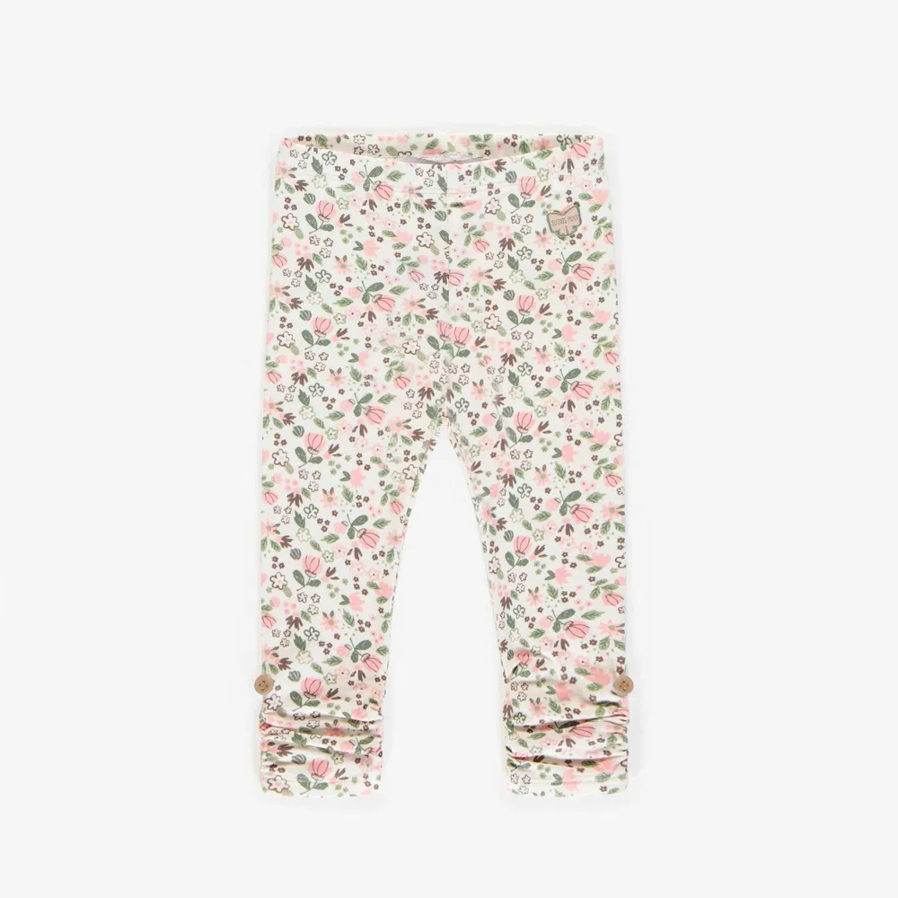 FLOWERED LONG LEGGING STRETCH COTTON, BABY