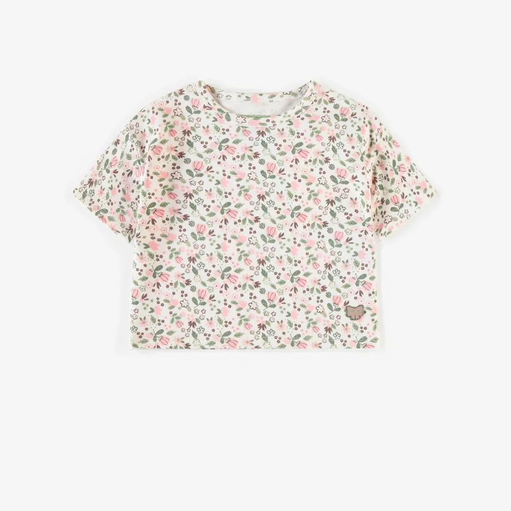 PATTERNED CROP T-SHIRT STRETCH COTTON, BABY