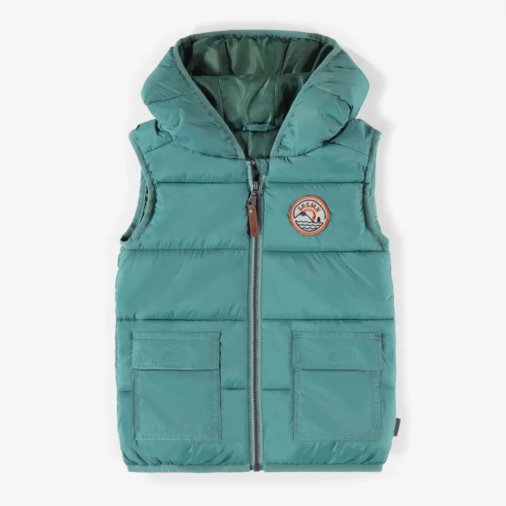 SLEEVELESS HOODED DOWN JACKET TURQUOISE