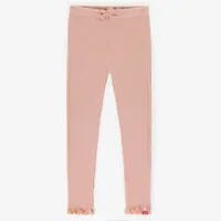 PINK LONG LEGGINGS STRETCH IRREGULAR RIB COTTON, CHILD