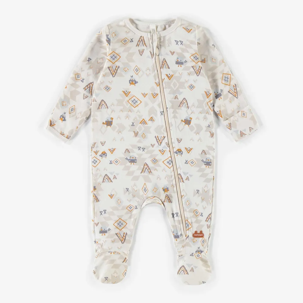 PYJAMA WITH ETHNIC PATTERNS ORGANIC COTTON, NEWBORN