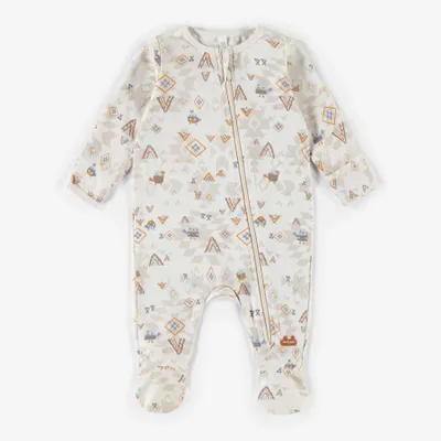 PYJAMA WITH ETHNIC PATTERNS ORGANIC COTTON, NEWBORN