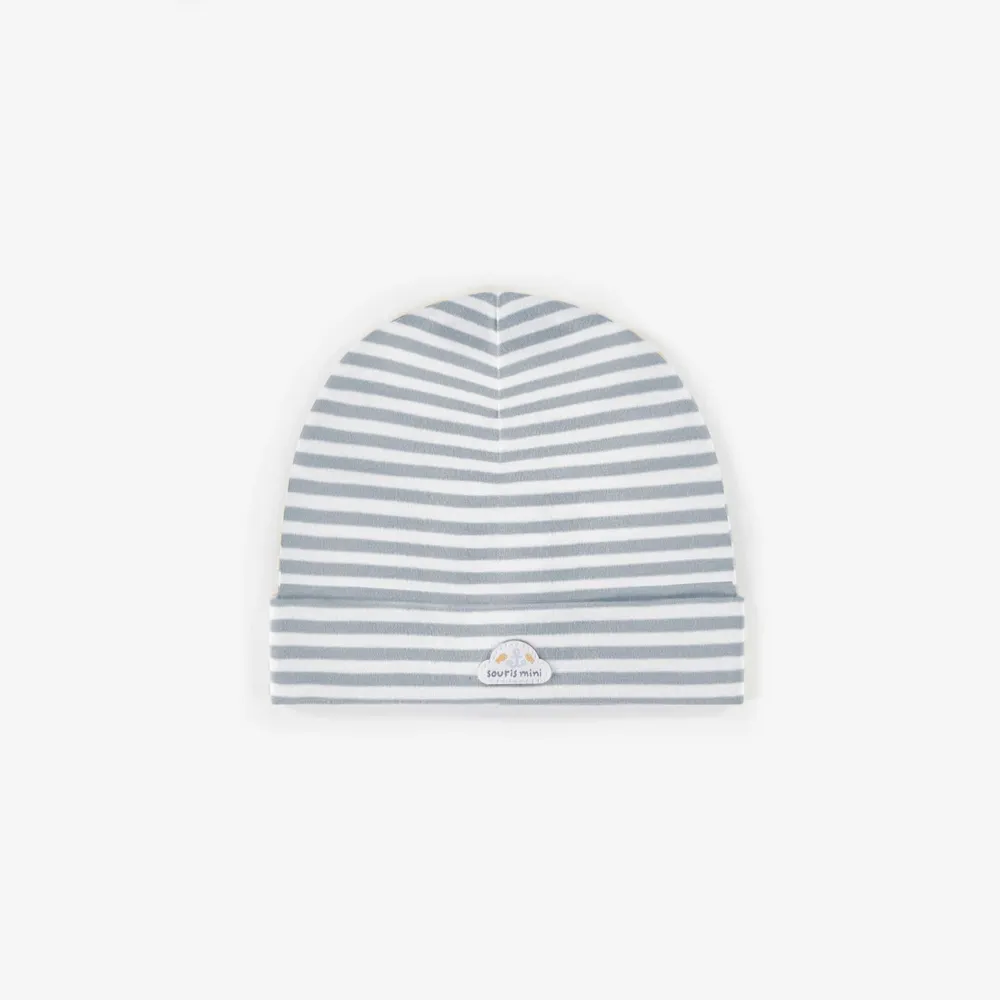 BLUE STRIPED BEANIE, NEWBORN