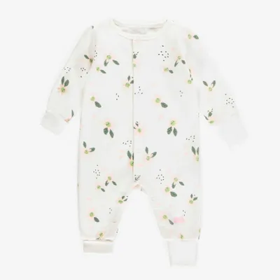 CREAM ONE-PIECE PYJAMA PEACH TOUCH STRETCH JERSEY, NEWBORN