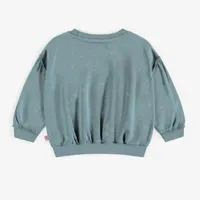 BLUE CREWNECK WITH LITTLE TONE ON FLOWERS STRETCH FRENCH COTTON, BABY