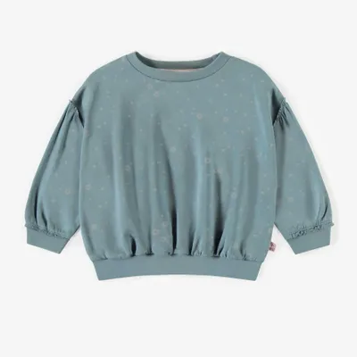 BLUE CREWNECK WITH LITTLE TONE ON FLOWERS STRETCH FRENCH COTTON, BABY