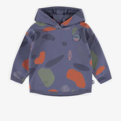 BLUE HOODIE WITH COLORED STAINS FRENCH TERRY