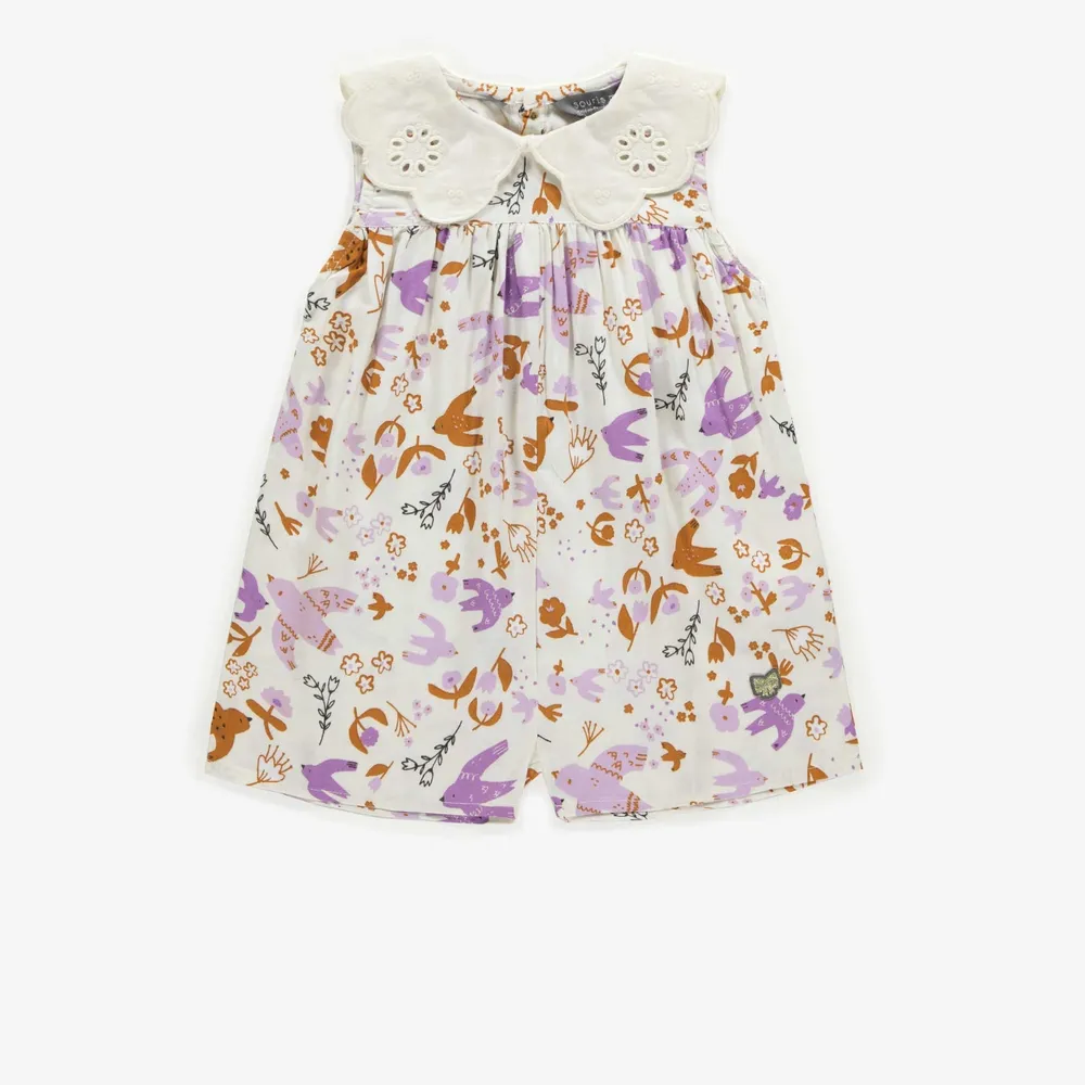 CREAM BIRDS PATTERN OVERALL VISCOSE, BABY