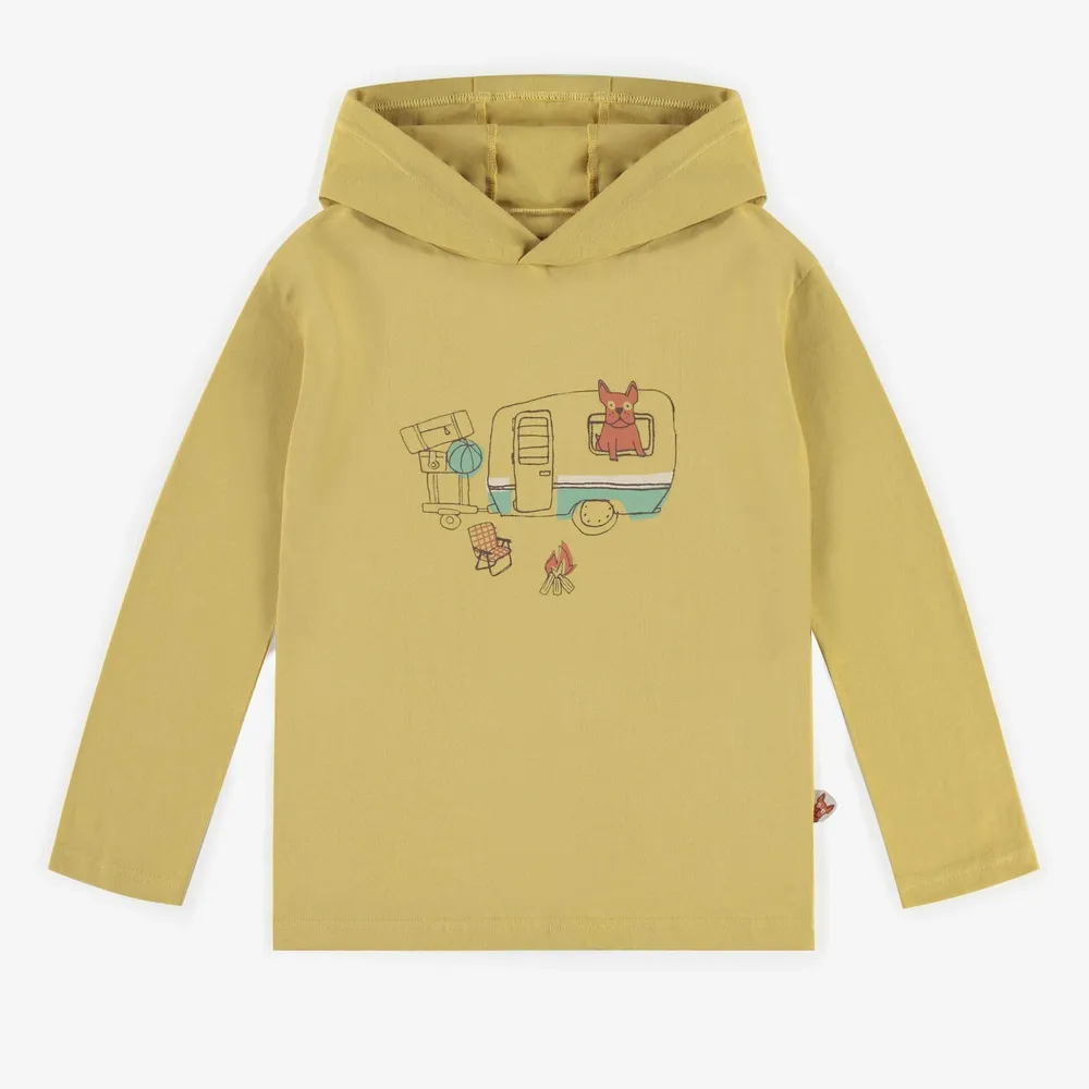 YELLOW HOODED SHIRT WITH LONG SLEEVES JERSEY, CHILD